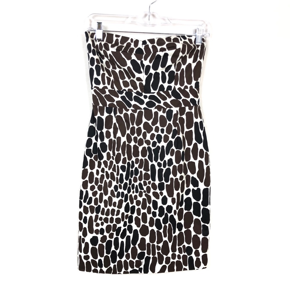 Trina Turk Giraffe Brown/White Strapless Dress